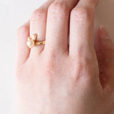 Anello vintage in oro 18K con perla, anni ‘50