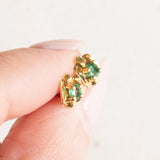 Orecchini vintage in oro giallo 18K con smeraldi, anni ‘60/‘70