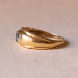Vintage 18K gold band ring with blue topaz, 60s / 70s