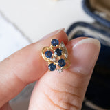 Orecchini vintage in oro 18K con zaffiri e diamanti, anni ‘70