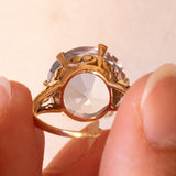 Anello vintage da cocktail in oro 18K con spinello azzurro, anni ‘60/‘70