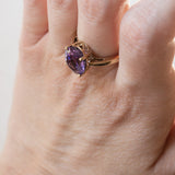 Anello vintage da cocktail in oro 8K con ametista (4.30ct ca.), anni ‘70/‘80