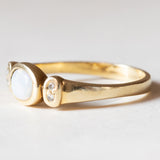 Anello vintage in oro 14K con opale e diamanti, anni ‘60/‘70