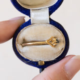 Vintage ring in 18K gold with blue glass paste, 50s / 60s