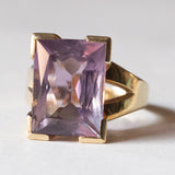 Anello vintage da cocktail in oro 14K con ametista (7ct ca.), anni ‘60/‘70