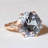 Anello vintage da cocktail in oro 18K con spinello azzurro, anni ‘60/‘70