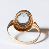 Anello vintage in oro 14K con spinello sintetico azzurro, anni ‘60/‘70