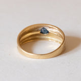Anello a fascia vintage in oro 18K con topazio, anni ‘50/‘60