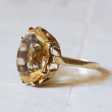 Vintage cocktail ring in 14K gold with yellow citrine quartz, 1960s