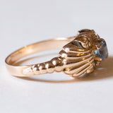 Anello vintage in oro 18K con topazio azzurro, anni ‘60