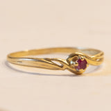 Anello vintage in oro 18K con rubino, anni ‘60/‘70