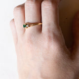 Trilogy vintage in oro 18K con smeraldo e diamanti (0.10ctw ca.), anni ‘70