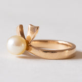Anello vintage in oro 18K con perla, anni ‘50