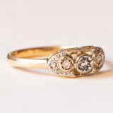 Anello antico in oro giallo 18K e argento con diamanti di taglio rosetta, anni ‘20/‘30