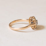 Bague marguerite ancienne en or 18 carats et diamants, années 1930/40
