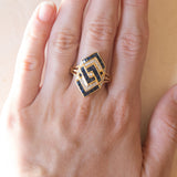 Anello vintage in oro 18K con zaffiri e diamanti