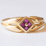 Anello vintage in oro giallo 18K con rubini, anni ‘70