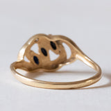 Anello vintage in oro 18K con topazi e diamanti, anni ‘50/‘60