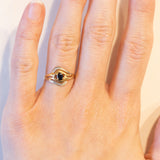 Anello vintage in oro 18K con zaffiro, anni ‘60