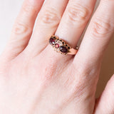 Anello in oro 9K con granati e diamanti, anno 2003