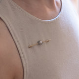 Antique 14K gold brooch with pearl and marcasites, early 1900s