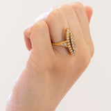 Anello a navette vintage in oro 18K con diamanti (1ctw ca.), anni ‘70