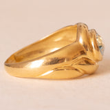 Anello vintage in oro giallo 18K con topazio azzurro (1ct ca.), anni ‘70/‘80