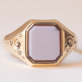 Anello vintage da sigillo in oro 14K con agata, anni ‘50/‘60