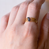 Anello vintage in oro 18K con zaffiri, anni ‘50/‘60