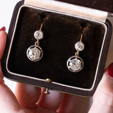 Orecchini antichi in oro giallo 18K e argento con diamanti di taglio vecchia miniera (4.50ctw ca.), anni ‘10