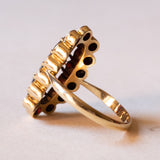 Anello vintage a margherita in oro 8K con granati, anni ‘60