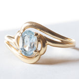 Anello vintage in oro 18K con topazio azzurro, anni ‘50/‘60