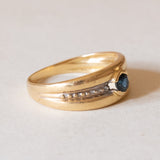 Anello a fascia vintage in oro 18K con topazio, anni ‘50/‘60