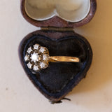 Anello antico a margherita in oro 18K e argento con diamanti (0.25ctw ca.), anni '30/'40