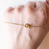 Braccialetto vintage in oro giallo 14K con diamante (0.01ct ca.), anni ‘60/‘70