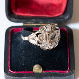 Art Nouveau ring in 14K gold and silver with rosette cut diamonds, 1920s