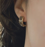 Orecchini vintage in oro 14K con diamanti, rubini e zaffiri, anni ‘60/‘70