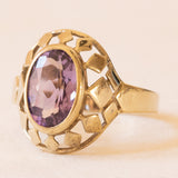 Anello vintage in oro giallo 8K con ametista (2.50ct ca.), anni ‘60/‘70