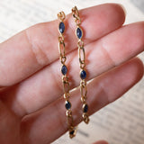 Collana vintage in oro 18K con zaffiri di taglio marquise, anni ‘70