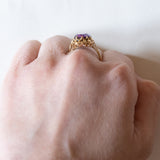 Anello vintage da cocktail in oro 18K con zaffiro viola, anni ‘60/‘70