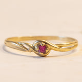 Anello vintage in oro 18K con rubino, anni ‘60/‘70