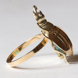 🪲 Anello convertito da copri bottone a insetto in oro 18K e in oro 14K con turchese