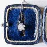 Collana con punto luce in oro bianco 18K con diamante di taglio vecchio di 0.31ct