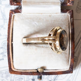 Anello vintage da cocktail in oro 14K con quarzo fumè, anni ‘60