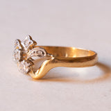 Anello vintage in oro 18K e argento con diamanti e pietra bianca, anni ‘50