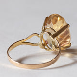 Anello vintage da cocktail in oro 18K con quarzo citrino (6ct ca.), anni ‘50/‘60