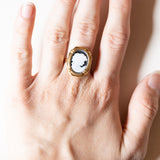 đ¤ Anello vintage in oro 18K con cammeo su onice, anni â80