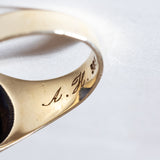 Anello antico da sigillo in oro 14K con lapislazzuli inciso, anni ‘30