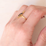 🌱Anello vintage in oro giallo 18K con zaffiri, anni ‘70