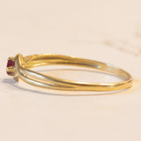 Anello vintage in oro 18K con rubino, anni ‘60/‘70